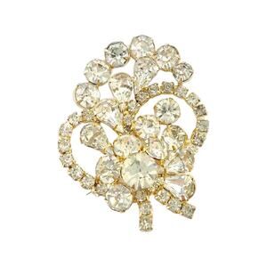 Vintage Aurora Borealis Brooch with Austrian Crystals, 2.75" Wide